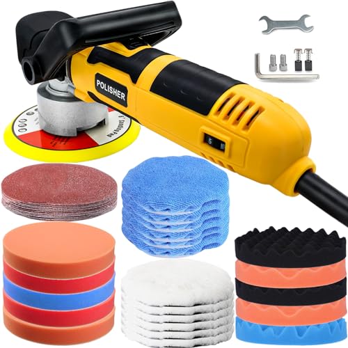 Car Buffer Polisher,6-inch 8mm Dual Action/DA Polisher for Car Detailing, 6 Variable Speed Random Orbital Car Buffer Polisher Waxer Kit with Handle for Car Polishing&Waxing