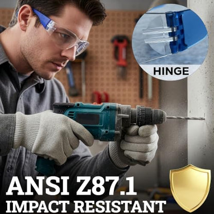 BISON LIFE Clear Safety Glasses – ANSI Z87.1 Certified Scratch & Impact Resistant Eye Protection Goggles for Men & Women - color: Clear/Blue