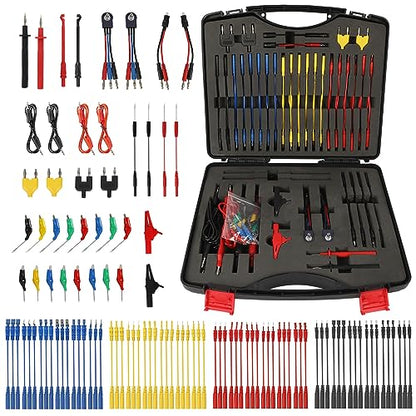 110PCS Automotive Test Lead Kit, AES Wave Multimeter Lead Kit with Back Probes, Piercing Clips & Alligator Clips, Multi-Function Diagnostic Tools for Cars, Trucks & EVs, with Carrying Case - color: Black