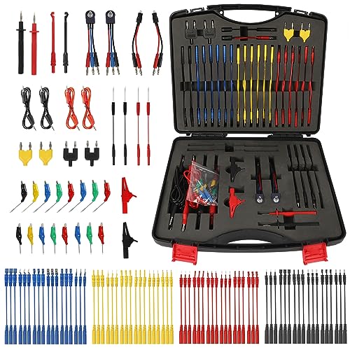 110PCS Automotive Test Lead Kit, AES Wave Multimeter Lead Kit with Back Probes, Piercing Clips & Alligator Clips, Multi-Function Diagnostic Tools for Cars, Trucks & EVs, with Carrying Case - color: Black