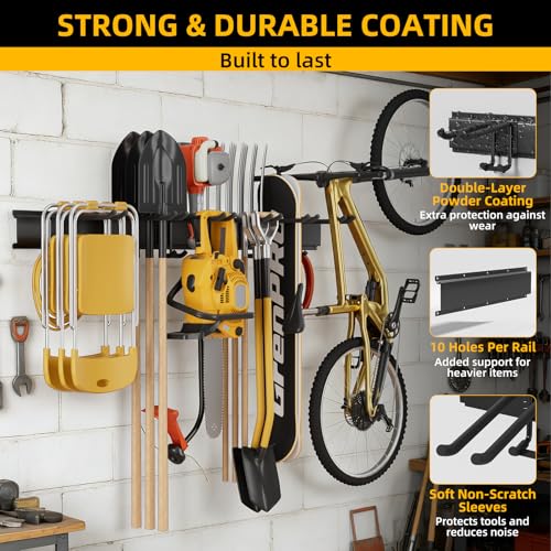 GRENPRO 49.5 Inch Garage Tool Organizer with 6 Double-layer Hooks, Holds 440 LBS - size: 49.5 inch