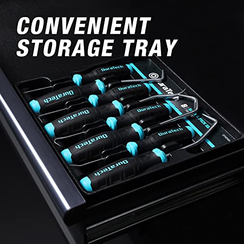 DURATECH 8-Piece Hook and Pick Set | Precision Pick Tool Set for Automotive Oil Seal/O-Ring and Electronic Hand tools, with Storage Tray - size: 8pc