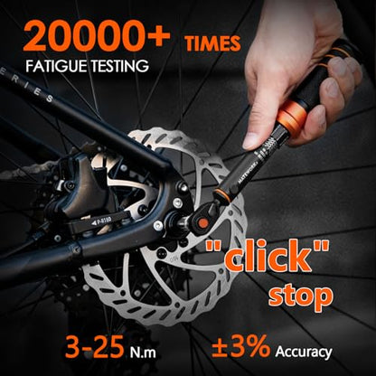 1/4 Torque Wrench, 3-25 Nm/26.6-221.3 in.lb, Mini 1/4" Drive Click Bike Torque Wrench Inch Pounds with 72-Tooth Dual-Direction, Small Bike Tool for Bicycle, MTB Maintenance, ±3% High Precision - size: 1/4-inch (mini, 3-25 nm /26.6-221.3 in.lb)