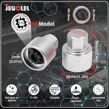 535 Wheel Locking Nut Key for VW, Socket Adapter (OD 28mm-ID 25mm) | Wheel Lock Nut Socket Adapter, Anti-Theft Lug Nut Removal Tool, Anti-Theft Screw Remover, Repair Tool, Tyre Fitting, garage - size: Socket 535