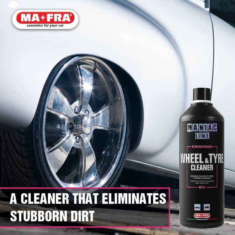 MANIAC LINE MAFRA Wheel and Tyre Cleaner | 2 in 1 for Rims and Tyres | Fast Brake Dust and Road Film Removal | Foam or Spray Application | Safe on Alloy Painted and Clear Coated Wheels | 1 Liter - size: 33.8 Fl Oz (Pack of 1)