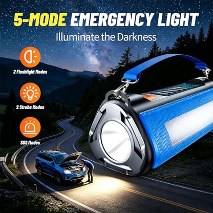 Car Battery Jump Starter with Air Compressor, 2500A Car Jumper Starter Portable150PSI, Battery Jumper Starter Portable Jump Box for Car Battery with 600LM,Jumper Cables, LCD Display | Car Jumper Starter, Portable Battery Jumper Starter Portable Jump Box f