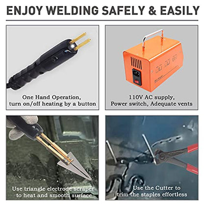 Plastic Welding Kit with 800PCS Staples/5-Levels Power/LED Display Light, 110V Car Bumper Hot Stapler Gun Plastic Welder Machine