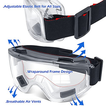 OXG Safety Goggles ANSI Z87.1 Glasses, Anti-Fog Protective Safety Glasses Lab Goggles Men Women Eye Protection Goggles - color: Clear