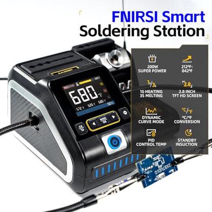 FNIRSI DWS-200 200W Precision Digital Soldering Station Kit, with 3 F210 & 6 F245 Soldering Iron Tips and 2 Helping Hands, Temp Value & Curve Mode, 3 Temperature Storage, Full-Color Display