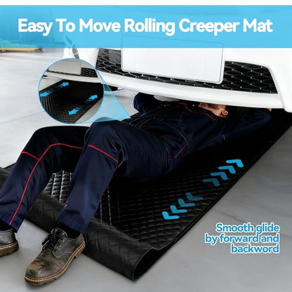 Magic Rolling Creeper Mat 58''x28'' Portable Under Car Repair Mat Folding Repairing Mechanic Pad Automotive Garage Creeper Mats for Car, SUV & Pickup Truck-Black - color: black
