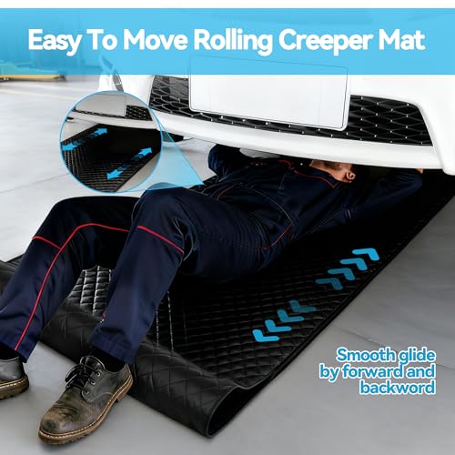 Magic Rolling Creeper Mat 58''x28'' Portable Under Car Repair Mat Folding Repairing Mechanic Pad Automotive Garage Creeper Mats for Car, SUV & Pickup Truck-Black - color: black