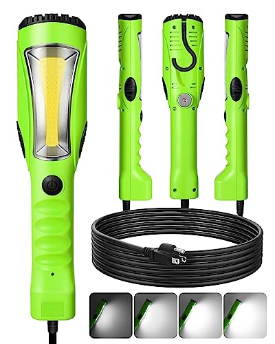EDISHINE 2000LM LED Work Light, 15ft Underhood Work Light, Dimmable COB LED Trouble Light with Cord 16 Gauge SJTW, Strong Magnet, Swivel Hook for Mechanic, Garage, Workshop, Car Repair, ETL Listed