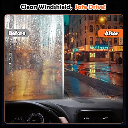 Oil Film Remover for Car Windowshield, Windows & Rearview Mirror - Auto Glass Cleaner Emulsion Cleaner Kit, Remove Grease, Road Grime, Water Sport, Improve Visibility for Safe Driving