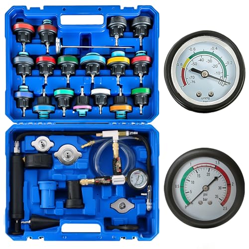 ATPEAM 28pcs Universal Radiator Pressure Tester Coolant Pressure Tester and Vacuum Refill Kit for Automotive Cooling System Water Tank Leakage Detection - size: 28pcs