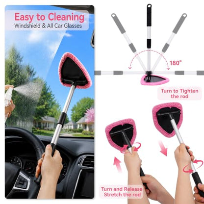 Car Interior & Glass Cleaning Kit, 16Pcs Car Detailing Kit - Car Duster Brushes & Detailing Supplies, Interior Car Cleaner with Windshield Cleaner Tool, Vent Brush & Microfiber Towel, Storage Bag