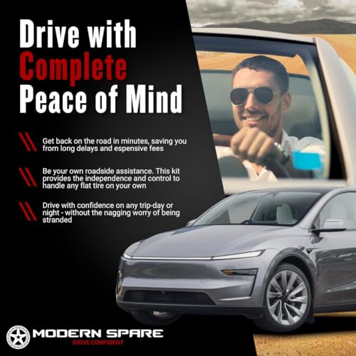 Modern Spare - Fits 2020-2026 Tesla Model Y - Complete Compact Spare Tire Kit With Carrying Case