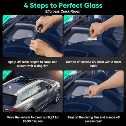 Car Windshield Crack Repair Kit - 2026 Upgrade Glass Repair Kit | Cracks Gone Glass Remover Fluid for Quick Fix Windshields, Windows, Mirrors