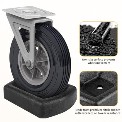 Rubber Wheel Dock for Trailer, Heavy Duty Jack Wheel Chock Stopper Fits 6" Caster, Travel Trailer Wheel Dock Jack Wheel Stabilizer for RV, Boat, Camper and Caravans