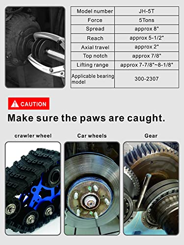 AMZCNC Hydraulic Gear Puller 5 Ton Max. Capacity Hydraulic Puller 2 or 3 Jaws Bearing Hub Separator,Hydraulic Puller Separator Tool for Pulling Hubs, Flanges, Gears, Bearings (5Ton 8" jaw)