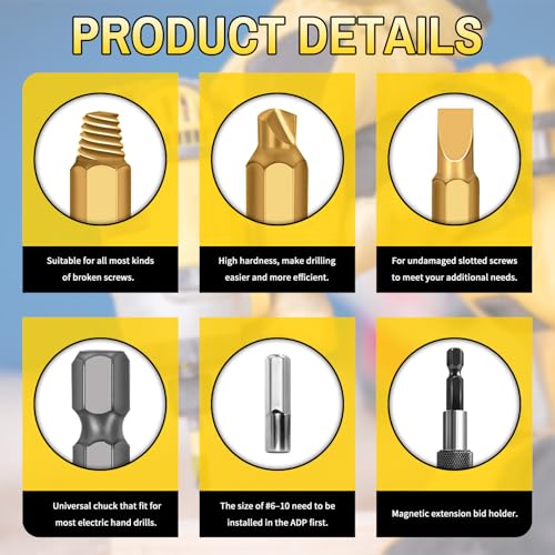 33 PCS Screw Extractor Set, HSS 6542 Titanium Easy Out Screw & Bolt Remover Kit with Magnetic Extension & Socket Adapter for Stripped, Broken, Rusted Screws - size: 33 Pieces
