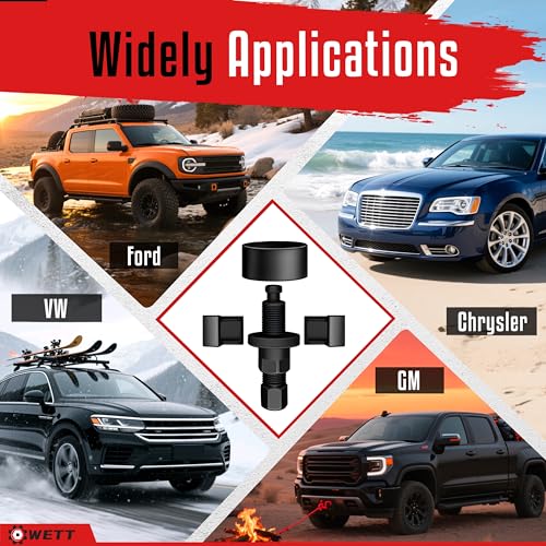 WETT Power Steering Pump Pulley Puller Removal and Installer Tool Set, Professional Automotive Pump Pulley Remover Installer Repair Tool Kit, Compatible with Ford, GM, VW, Chrysler Vehicles