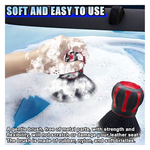 BDZMC Car Detailing Brush, Ultra Soft Bristles XL Synthetic Brush, Auto Interior Dusting Brush with Storage Rack, Car Cleaning Tool for Vehicle Air Conditioner Vents, Dashboard, Leather - color: Red