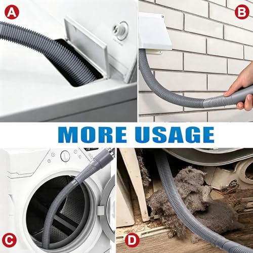 3 Pieces Dryer Vent Cleaner Kit: Vacuum Hose With Brush & Gloves Fits for Vacuums Cleaner, Refrigerator Condenser Coils, Tight Spaces Behind Appliances, Deep Cleaning Tools for Clogged Ducts-Gray - color: Gray(Complete Kit)