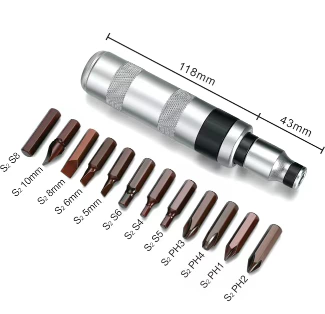 1/2" Hand Manual Reversible Impact Driver Set Extractor-12 PCS Impact Screwdriver S2 Steel Much More Durable Disengage Rusted Fasteners (Short Impact Screwdriver) - size: 1/2 Short
