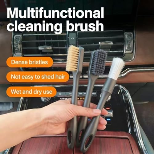 Car Interior Cleaning Brush Soft Bristle and Sharpening Wire Three Piece Set for Vent Gap, Dashboard and AC Dust Removal, Three-piece Set - color: Three-piece Set