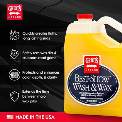 Griot's Garage Best of Show Wash and Wax for Car Detailing and Cleaning, Carnauba-Packed Coating, High Gloss Shine and Protection for Auto Paint, 11396, One Gallon - size: 128 Fl Oz (Pack of 1)