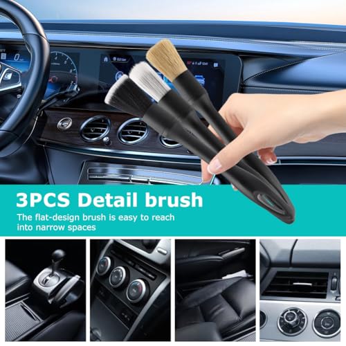 9PCS Car Wheel Cleaning Pro Kit, Tire Brush, Detailing Brush Set, Soft-bristled Rims Brush, Microfiber Flat Wheel Brushes, Double-Ended Detailing Brushes, Detailing Pads, Scratch-Free & Multipurpose