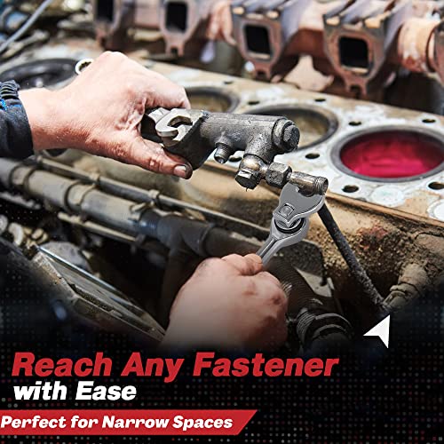Crows Foot Wrench Set (SAE/Inch) Easily Access Hard-To-Reach Areas, Ideal for Tight Spaces, Great for Automotive Repair Work - Includes Sizes: From 3/8" to 1 Inch - 10-Piece Kit With Clip-on Organizer - style: SAE (Inch)