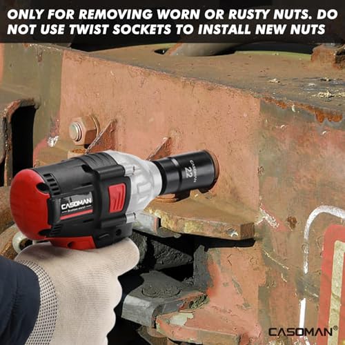 CASOMAN 5 Pieces 1/2"Dr. Twist Socket Set, Lug Nut Remover Tool Metric Bolt and Lug Nut Extractor Socket Tools - size: 5-Piece