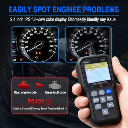 Nilight YM319 Professional OBD2 Scanner Car Diagnostic Tool - 2.4” IPS Full-View Color Screen Code Reader - Live Data Graphing, Battery Test for All 1996 & Newer Cars - color: C