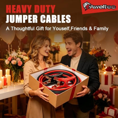 Heavy Duty Jumper Cables,4 Gauge 25 Feet Battery Booster Cable,Automotive Wires with Alligator Clamps,Carrying Bag,Safety Gloves and Iron Brush for Cars Trucks - size: 4 Gauge 25 feet (Standard)