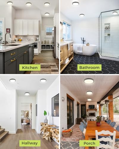 1PACK LED Flush Mount Ceiling Light,3000K-4000K-6500K & 100W Equivalent Modern Kitchen Ceiling Light Fixture 15W 1500Lm 7 Inch Low-Profile Ceiling Fixture for Bathroom Closet Laundry Bedroom Hallway - color: Black, size: 7Inch-1pack