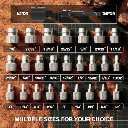 27Pcs Screw Extractor Set, 3/8-inch Drive Chrome Molybdenum Alloy Steel Bolt Remover, Multi-Spline Easy Out Bolt Extractor Set for Broken Bolts, Screws, Studs - size: 27 Pieces
