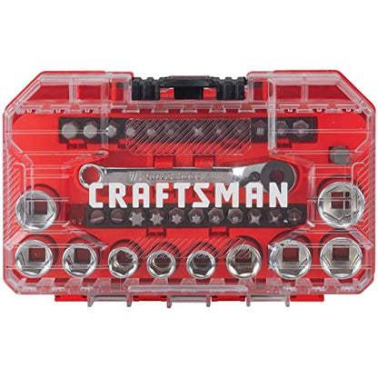 CRAFTSMAN Socket Set, SAE and Metric 1/4-in. Drive, 35 Piece (CMMT12005LZ)