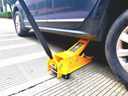 YELLOW JACKET 3 Ton Low Profile Hydraulic Floor Jack with 3 Ton Double Locking Jack Stands