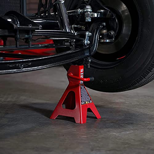 Big RED AT42002R Torin Steel Car Jack Stands: 2 Ton (4,000 lb) Capacity, Red, 1 Pair - size: 2 ton, style: Basic Steel