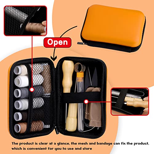 ZXIIXZ 40 Pcs Sewing Kit, Heavy Duty Sewing Kit for Adults | Leather Working Kits with 8 Colors Upholstery Thread, Upholstery Needles, Scratch Awl for Carseat, Backpack, Shoes