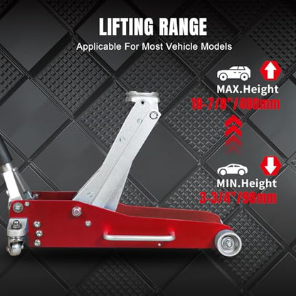 Big RED 3 Ton Floor Jack,Full Aluminum Ultra Lightweight Low Profile Car Jack with Dual Piston Quick Lift Pump,Hydraulic Racing Floor Jack for Vehicle,6,000 lb Capacity,Red,TAM830003XL - size: 3 Ton RED, style: Aluminum
