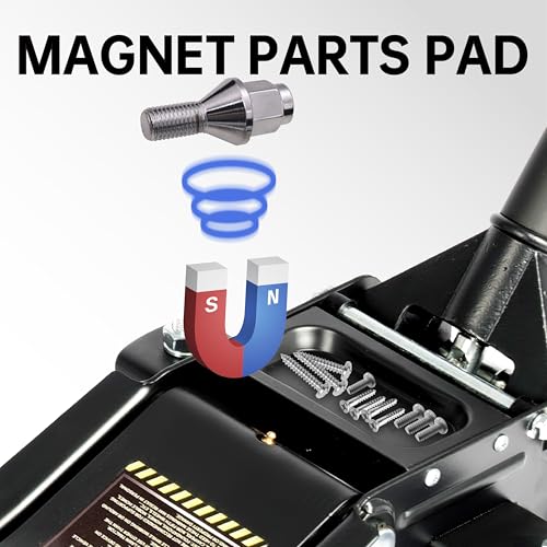 Maxority 3-Ton (6600lbs) Low-Profile Dual Pistons Heavy-Duty Steel Racing Floor Jack with Quick Lift Hydraulic Pump, Foot Pedal and Magentic Pad for Car Maintenance (Orange, 3 Ton Low Profile)