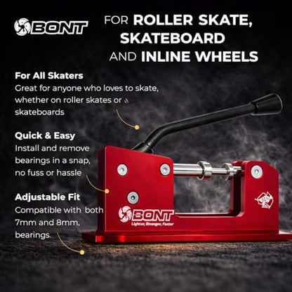 BONT Skates - Aluminum Bearing Press - Roller Skate Derby Speed Skateboard Wheel - Fits 7mm & 8mm Bearings - color: Red