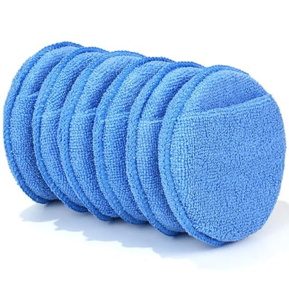 6 Pack Microfiber Wax Applicator Pads, Car Wax Applicator with Finger Pocket, Detail & Polishing Foam Pad for Car Cleaning and Best Polishing (5 inch)