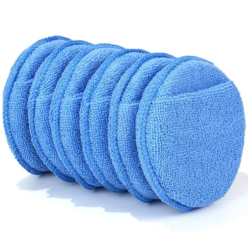 6 Pack Microfiber Wax Applicator Pads, Car Wax Applicator with Finger Pocket, Detail & Polishing Foam Pad for Car Cleaning and Best Polishing (5 inch)