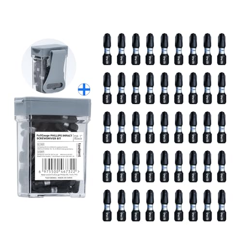 toolant 1 Inch Phillips Bit#3 Magnetic Anti Slip Impact Screwdriver Bits Set,45pcs Insert S2 Steel PH3 Driver Dit Set with CNC Machined Tips for Power Drill - color: 1"*45pcs, size: PH3