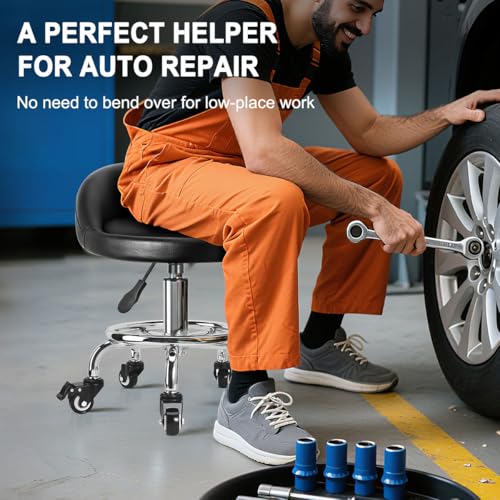 Rolling Stool Low Height Roller Stool Height Adjustable, Shop Stools Low Rolling Chair with Back, Garage Seat Stools Short Work Chair (Style 4) - style: style 4