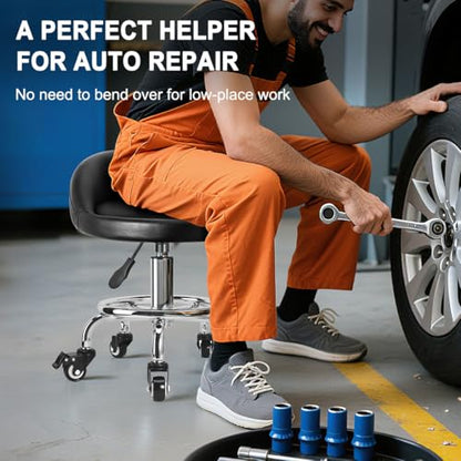 Rolling Stool Low Height Roller Stool Height Adjustable, Shop Stools Low Rolling Chair with Back, Garage Seat Stools Short Work Chair (Style 4) - style: style 4