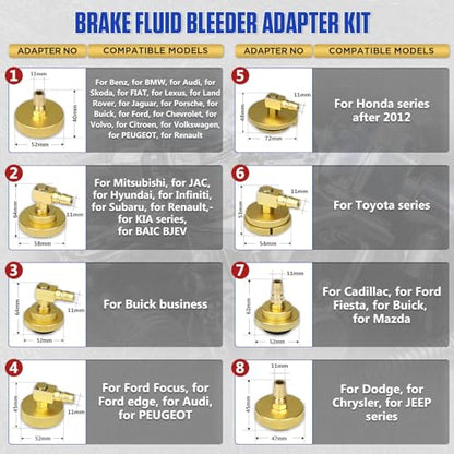 20PCS Brake Bleeder Adapter Kit Master Cylinder Bleeder Kit with Quick Connector, Durable & Well-sealed Brake Pressure Bleeder Kit Compatible with Honda Toyota VW Ford